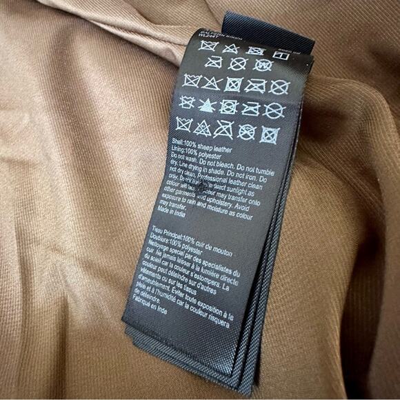 All Saints Balfern Leather Jacket Women US00 Moto Tan Camel Mustard - Picture 7 of 8